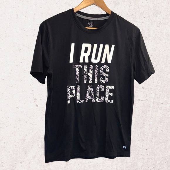 GAP Black Short Sleeve Tee I RUN THIS PLACE - Picture 1 of 3